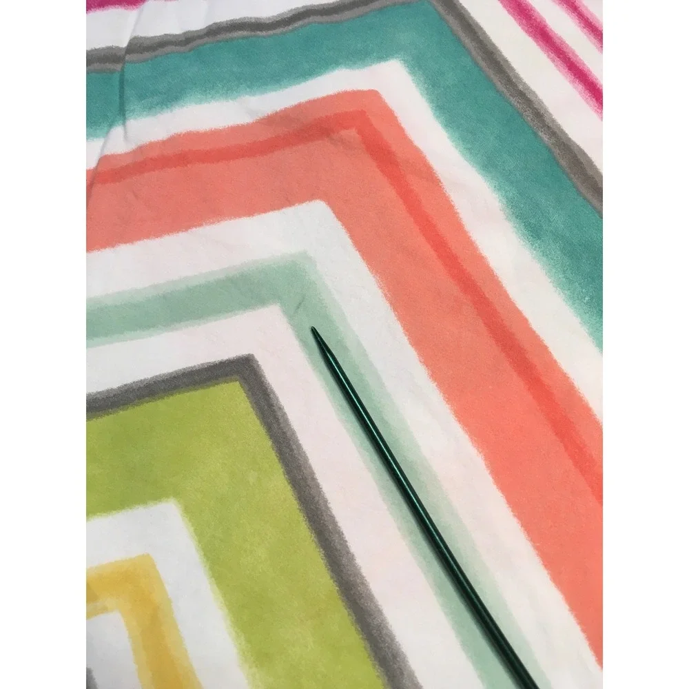 PBteen Duvet Cover Set Kids Full Queen Multicolor Chevron Organic 3pc Cotton